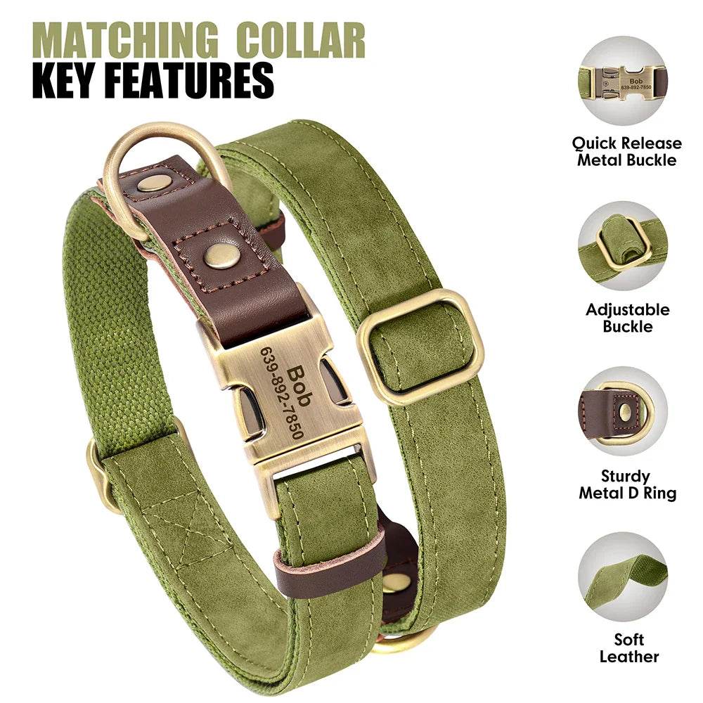 Personalized PU Leather Dog Collar and Leash