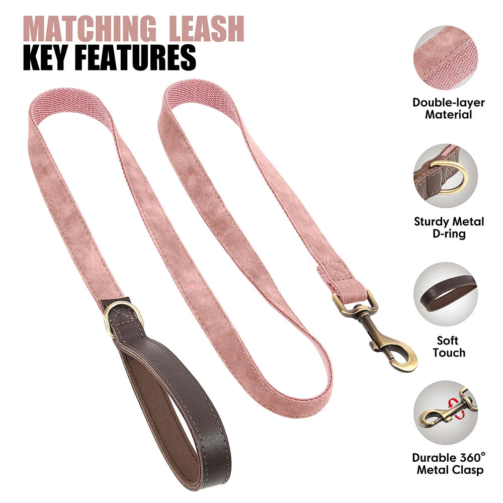 Personalized PU Leather Dog Collar and Leash