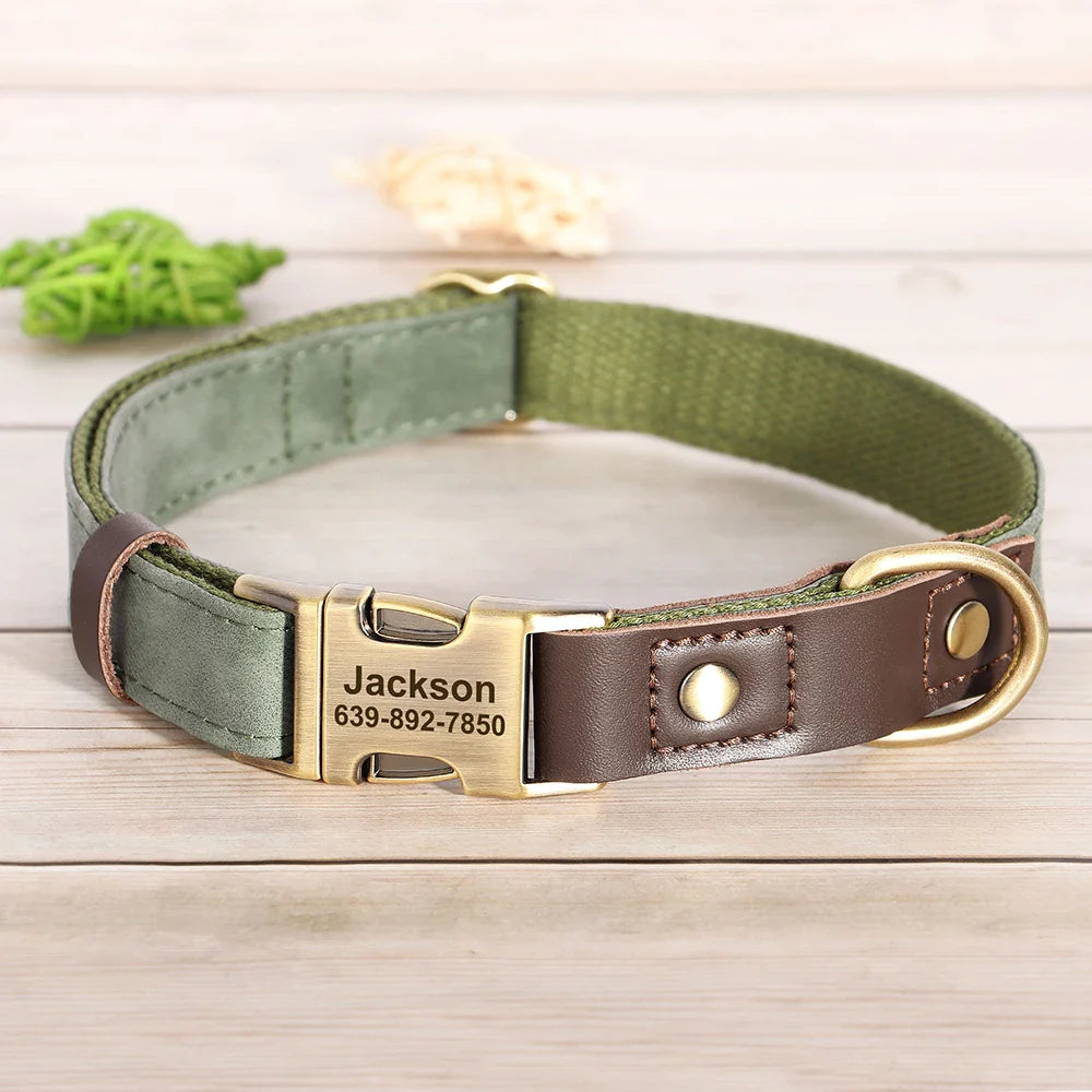 Personalized PU Leather Dog Collar and Leash