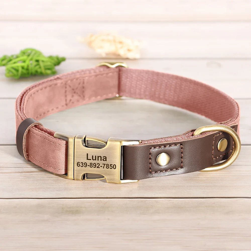 Personalized PU Leather Dog Collar and Leash