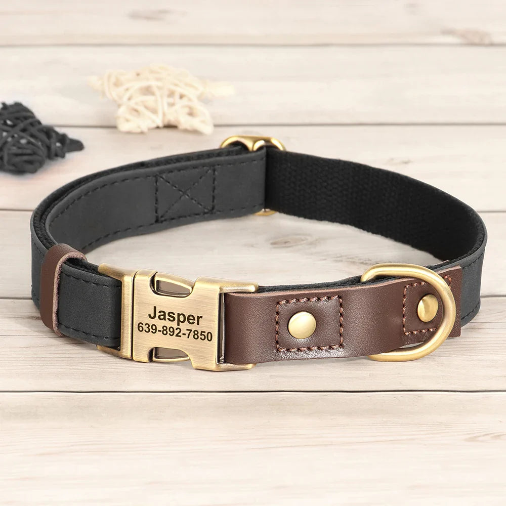 Personalized PU Leather Dog Collar and Leash