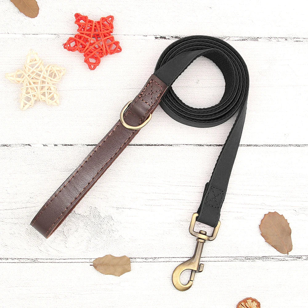Personalized PU Leather Dog Collar and Leash