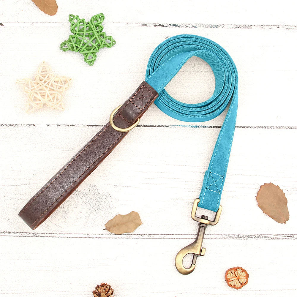 Personalized PU Leather Dog Collar and Leash