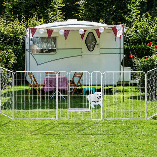 8 Panel 48'' Puppy Exercise Playpen Enclosure - White