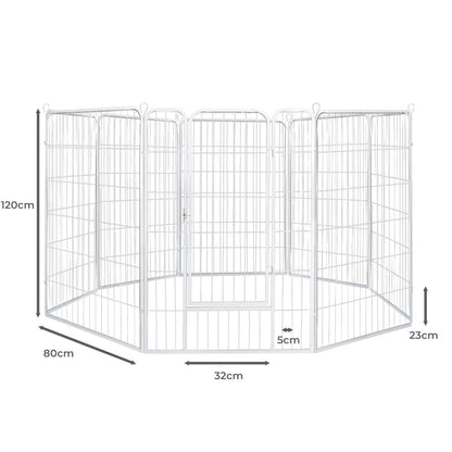 8 Panel 48'' Puppy Exercise Playpen Enclosure - White