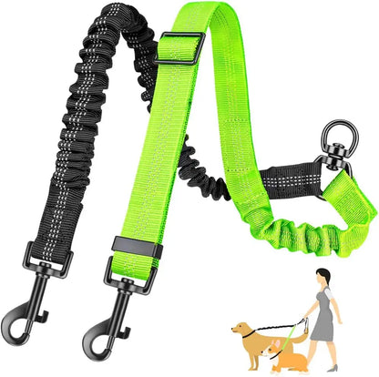 Dual Dog Leash Attachment 1.6ft Adjustable Bungee
