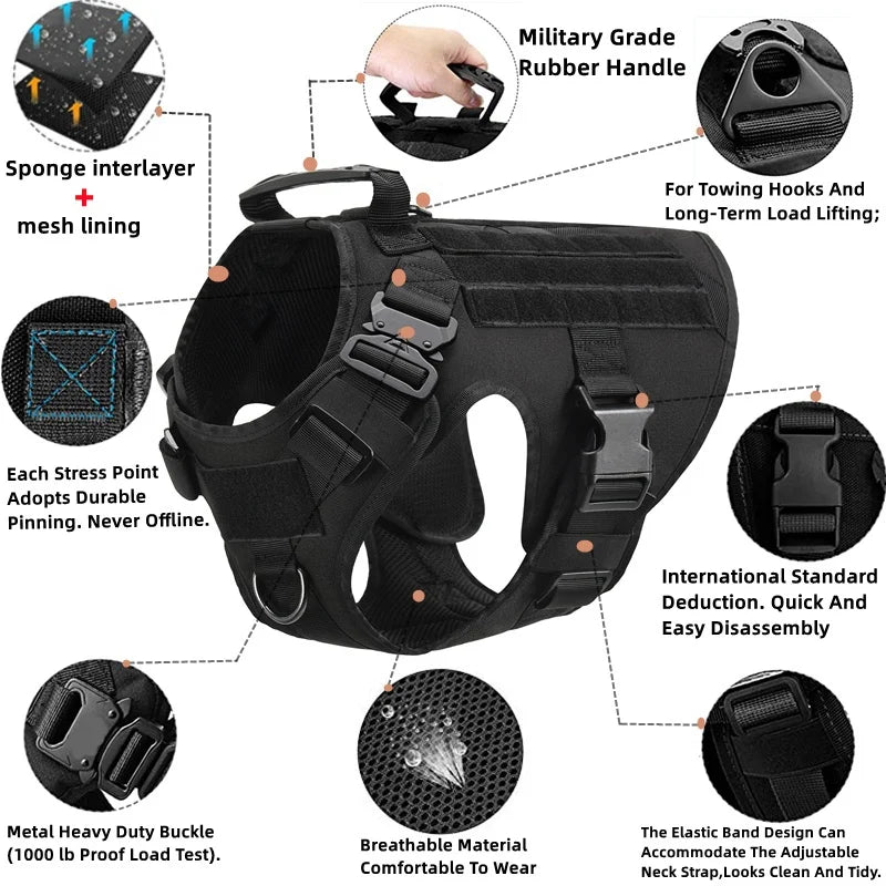 Tactical Military Dog Harness and Leash Set